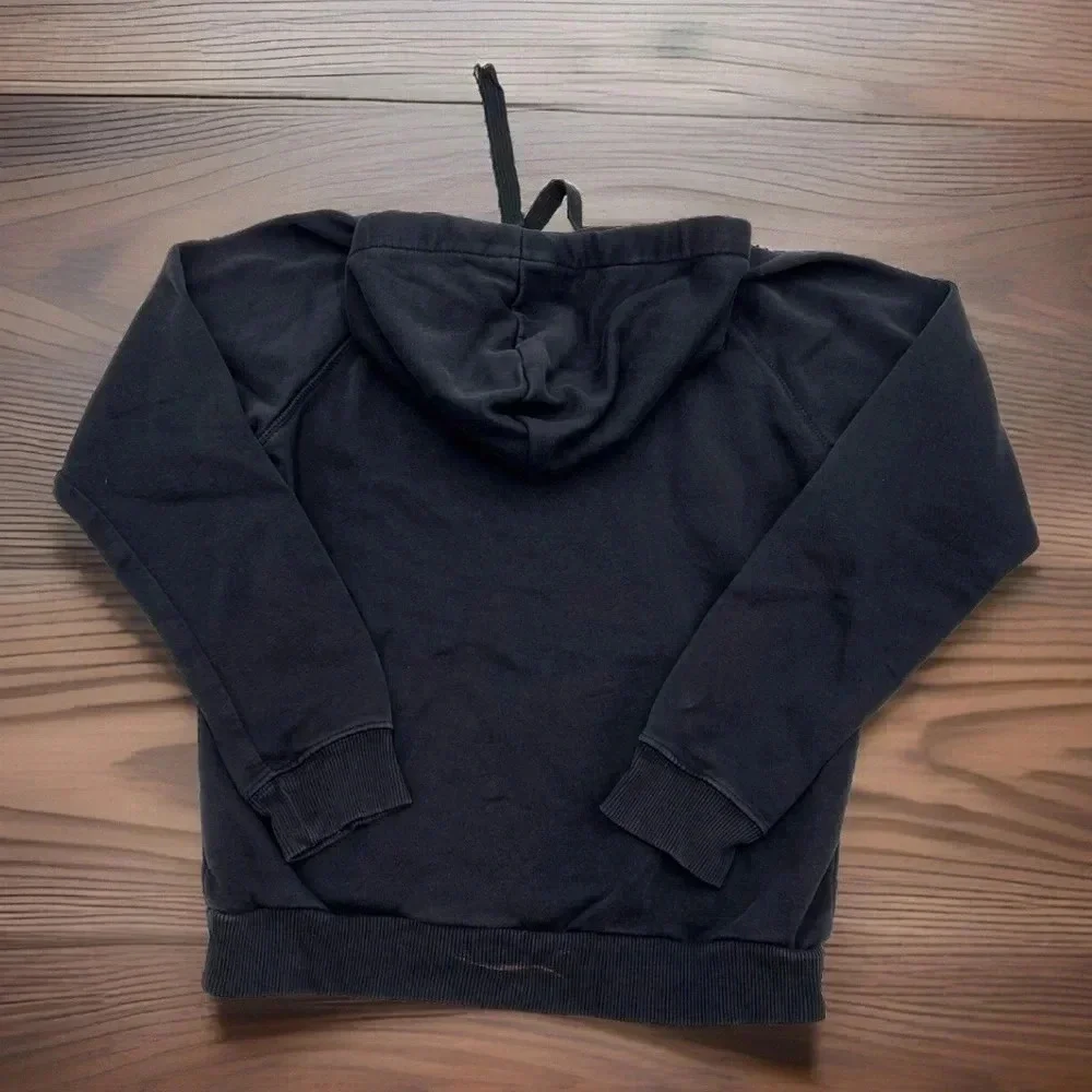 Adidas Tre-Foil Hoodie Men’s M Black Sweatshirt Spell Out Big Logo Pullover READ
